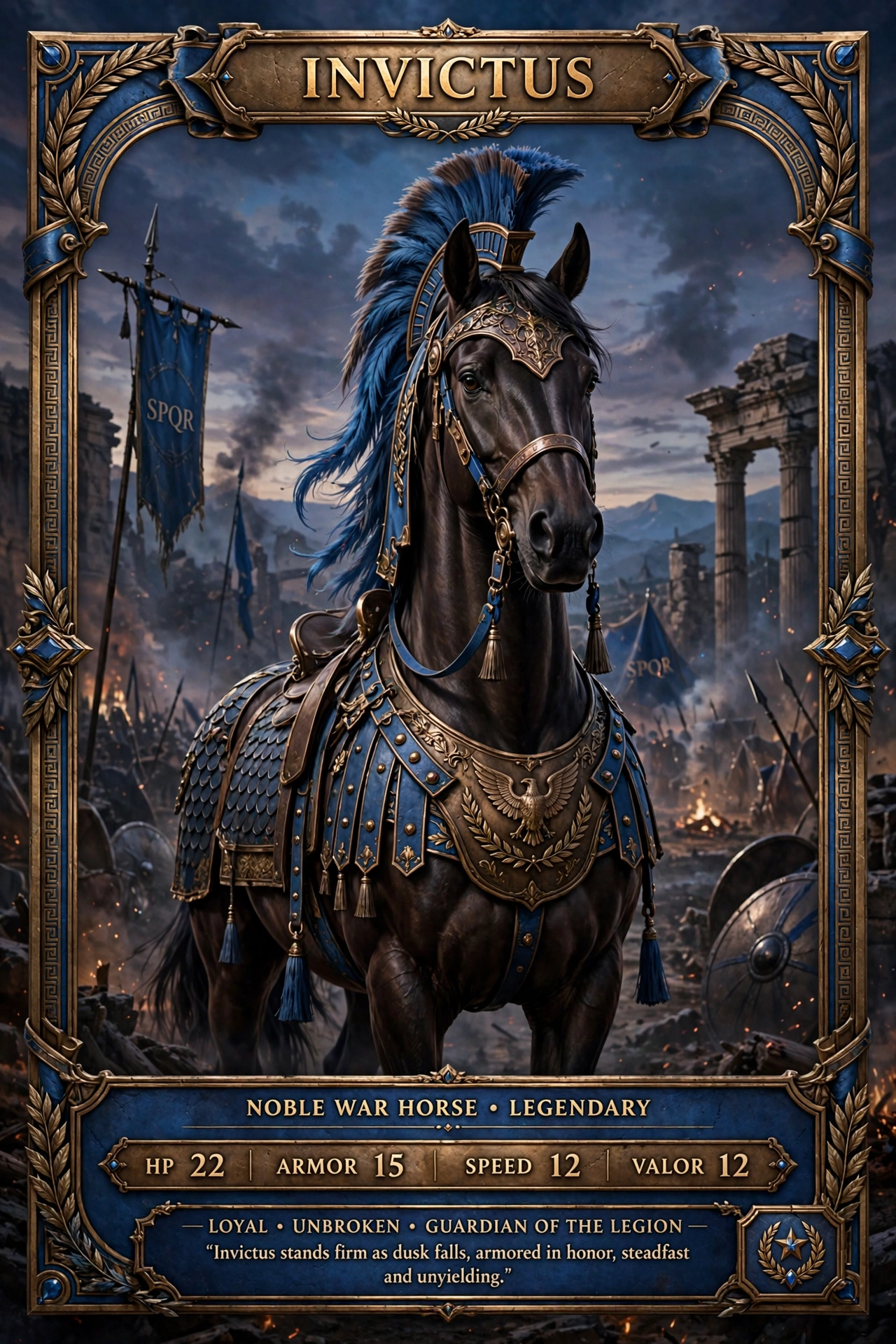 Invictus, the war horse defender