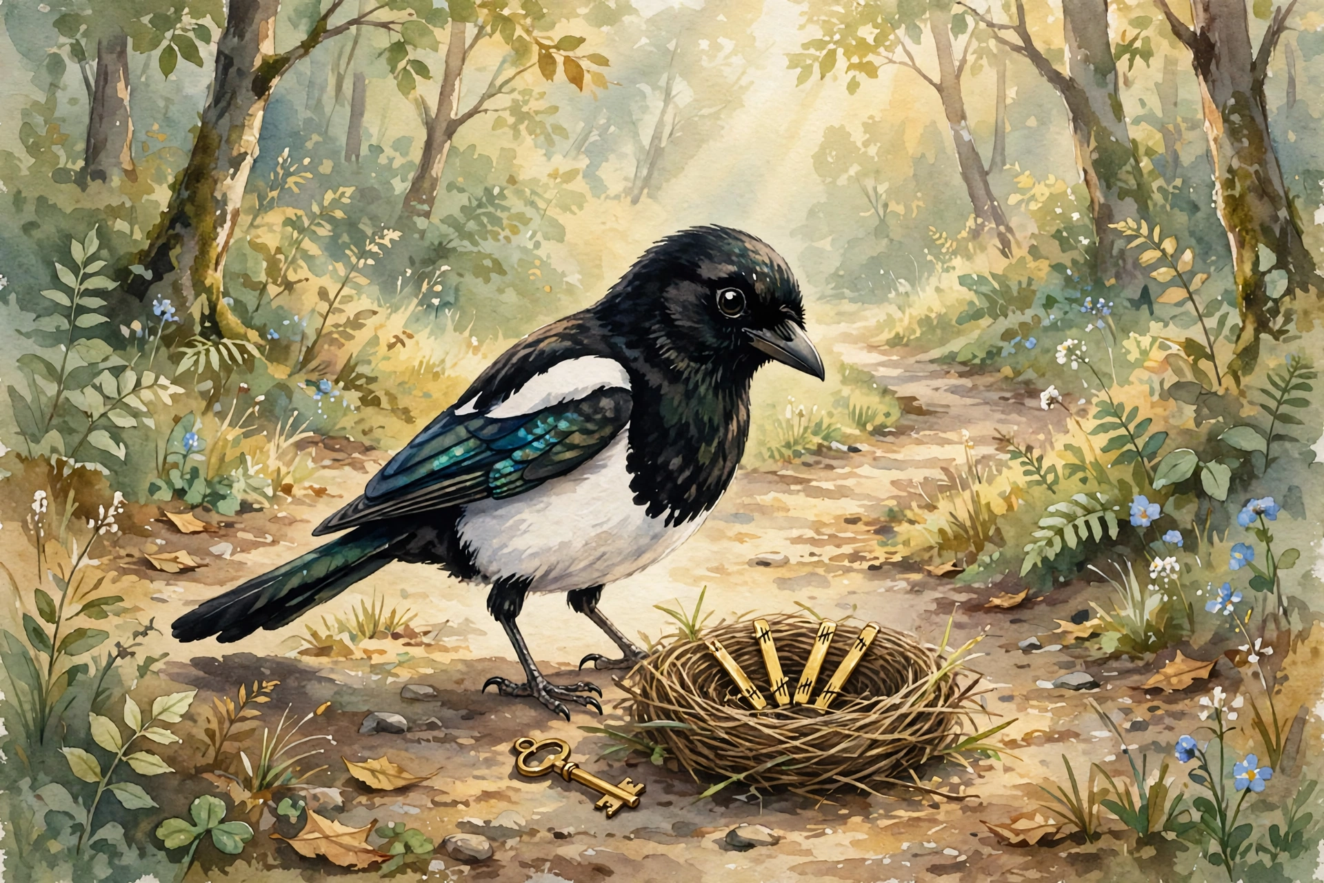 Tilda, the magpie who keeps the characters